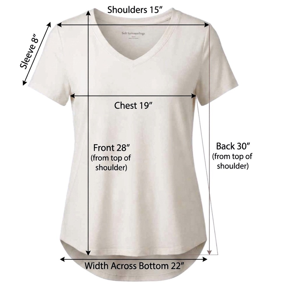 Soft Surroundings 2FE18 V-Neck T-Shirt Women Small Creamy White High-Low Hem - Picture 7 of 10